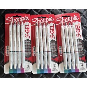 Sharpie S-Gel Gel Pens 0.7mm Medium Assorted Colors 4-Pack Lot of 3 (12 Pens)